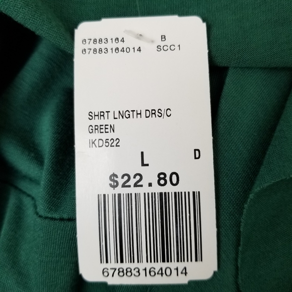 Twenty One Lg Green Scoop Neck Shirt Dress NWT (no belt) - Picture 7 of 8